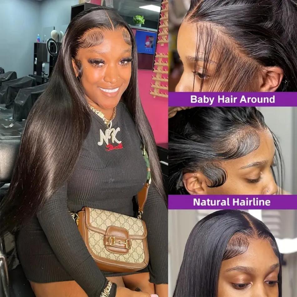 Bone Straight Wigs Glueless Wigs Human Hair Ready To Wear Wig 5X5 Pre Plucked Pre Cut Wig  Brazilian 100% Closure Wig