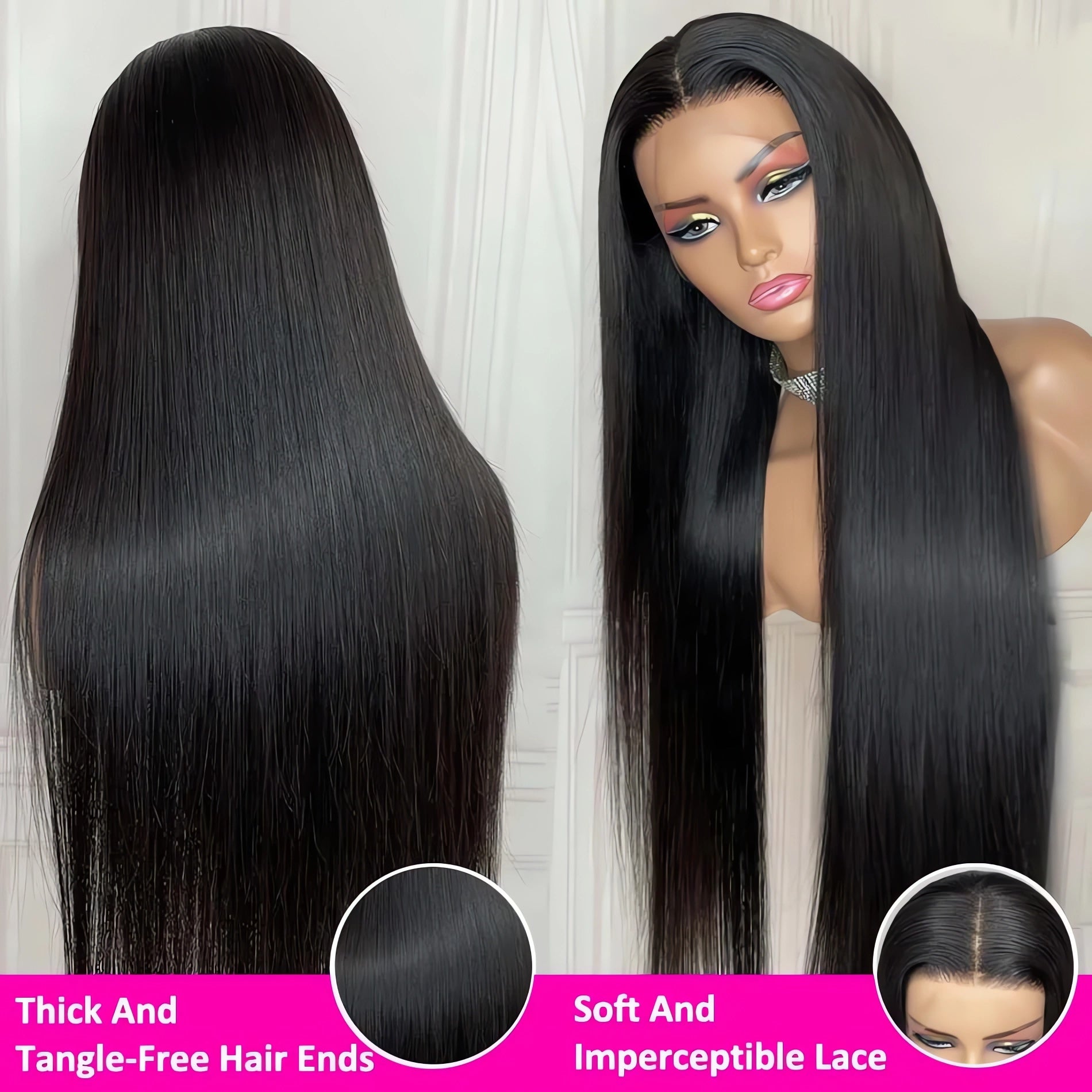 Bone Straight Wigs Glueless Wigs Human Hair Ready To Wear Wig 5X5 Pre Plucked Pre Cut Wig  Brazilian 100% Closure Wig