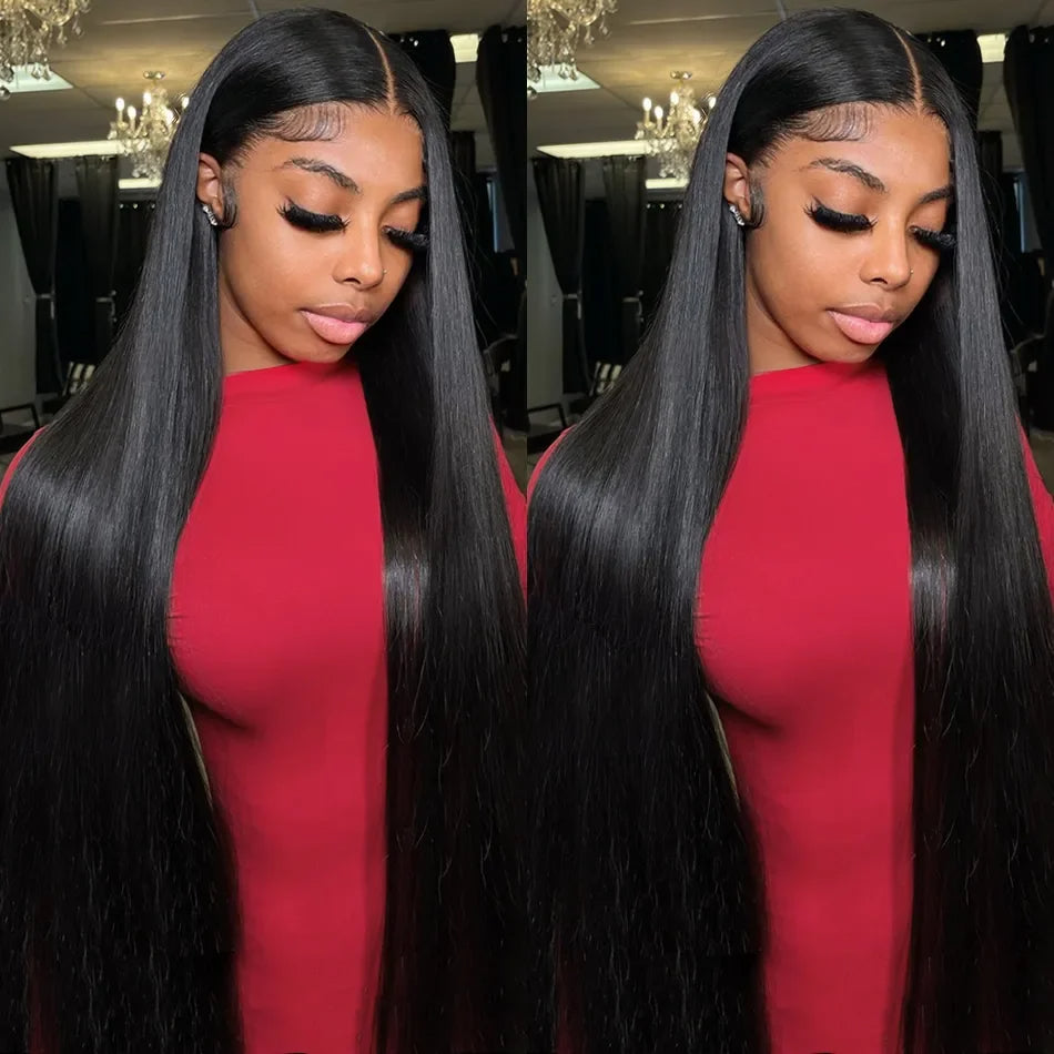 Bone Straight Wigs Glueless Wigs Human Hair Ready To Wear Wig 4X4 Pre Plucked Pre Cut Wig  Brazilian 100% Closure Wig