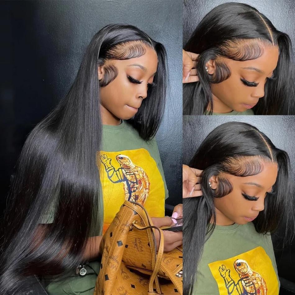 Bone Straight Wigs Glueless Wigs Human Hair Ready To Wear Wig 5X5 Pre Plucked Pre Cut Wig  Brazilian 100% Closure Wig